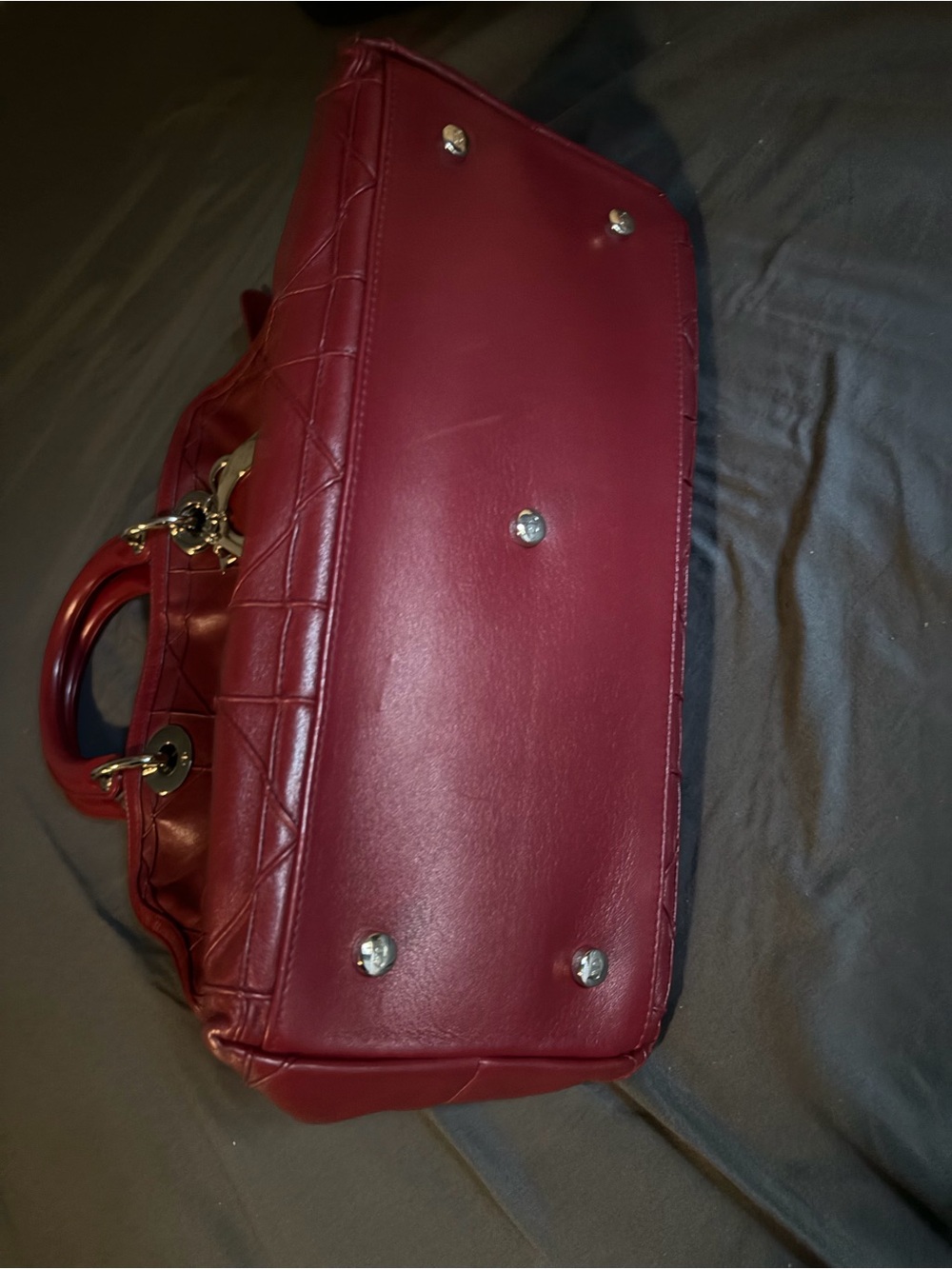 Dior Burgundy Leather Satchel with Silver Hardware - Picture 4 of 9